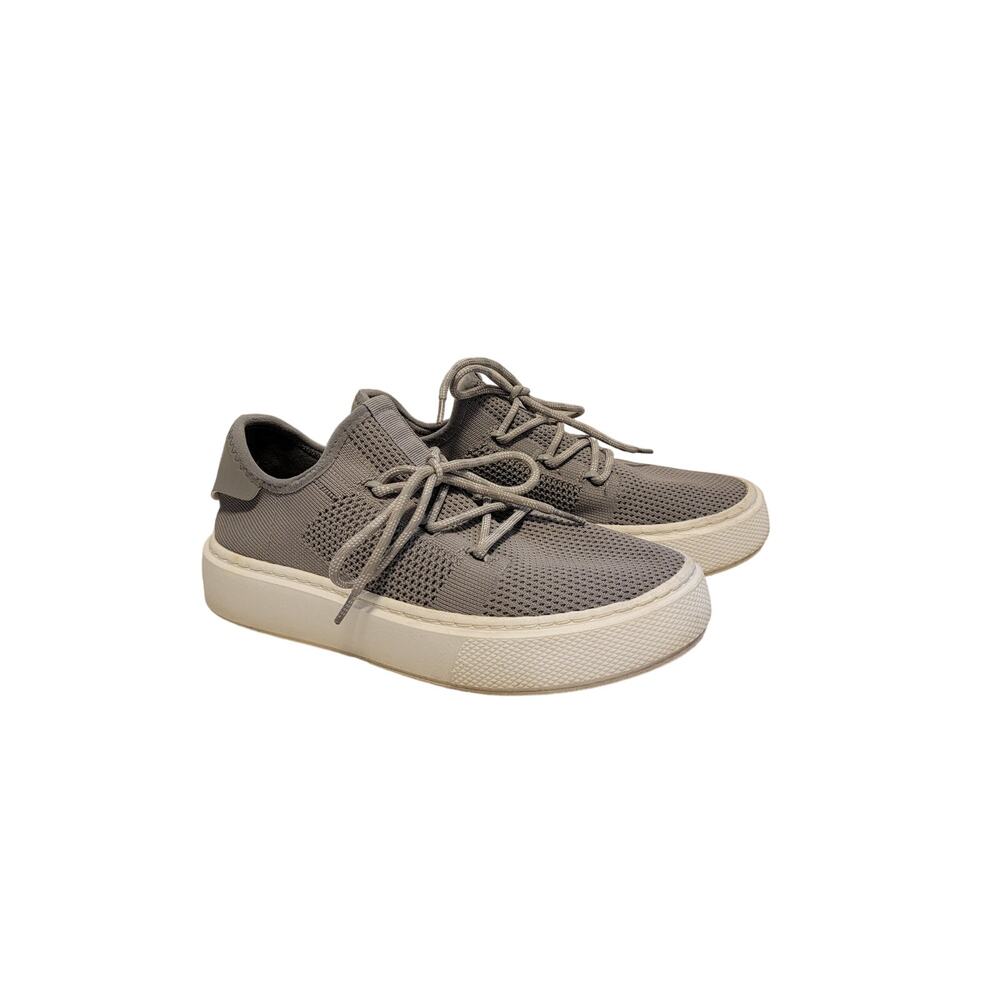 J Slides NYC Damien Platform Fashion Sneakers Lace Up Mesh Gray‎ White Size 7